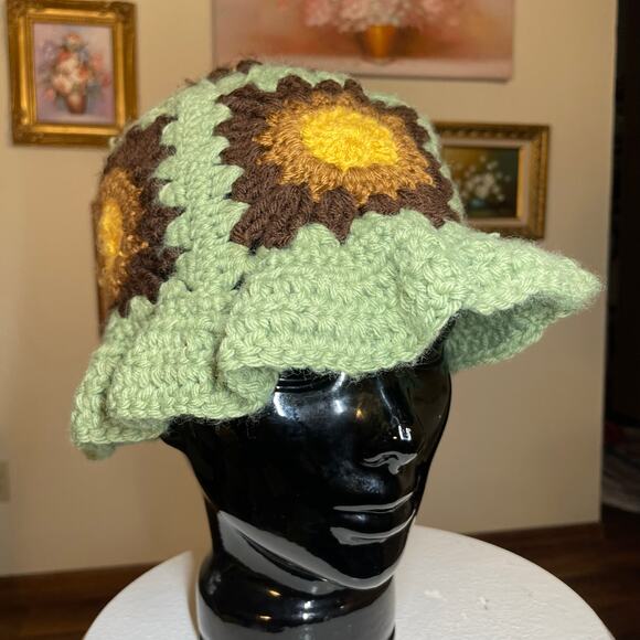 Granny Square Sun Hat handmade Boho - Picture 1 of 16